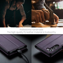 for Samsung Galaxy S25 Ultra Wallet Case, RFID Blocking with Kickstand 3 Credit Card Slot and Cash Slot Magnetic Closure Wireless Charging Slim PU Leather Protective Cover - Purple