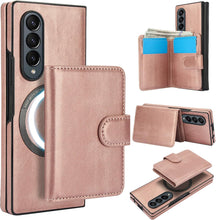 삼성 갤럭시 Z Fold3/Fold4 케이스용 Konstreet 2-in-1 분리형 자석 지갑, 5개 카드 슬롯, MagSafe 및 RFID 차단 기능, PU 가죽 킥스탠드, 무선 충전