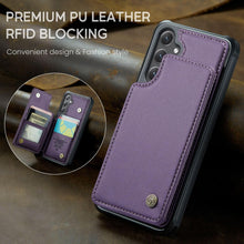 Konstreet for Samsung Galaxy S25 Plus Wallet Case with RFID Blocking and 5 Credit Card Holder, Premium Durable Slim Leather Magnetic Clasp Kickstand Heavy Duty Shockproof Protective Cover.- Purple