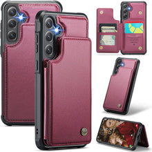 for Samsung Galaxy S23 Ultra Case with Multiple Card Holder and 1 Photo Slot Magnetic Wallet Buckle RFID Blocking Durable Leather Bracket Shockproof S23 Ultra Case for Galaxy