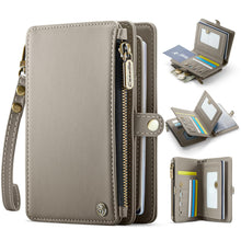 Passport Holder Wallet Bag with 11 Card Slots and Passport Solt Cash Solt Photo Solt Zipper Pocket, RFID Blocking Wristlet Strap for Travel.Brown