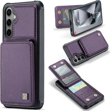 for Samsung Galaxy S24 Ultra Case PC Hard Frame Durable Leather Built-in Flip Cover 4 Card solts FRID Function Magnetic Clasp Multifunctional Anti-Drop Phone case