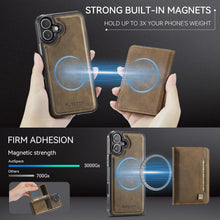 for iPhone 16 Case 2 in 1 Detachable Soft Leather Wallet Built-in Cash Slot and 1 Photo Frame Strong Magnetic Card Holder RFID Blocking case for iPhone 16