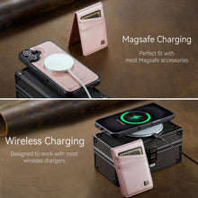 for iPhone 16 2 in 1 Detachable Card Holder Wallet Case Strong Magnetic Leather Card Holder RFID Blacking Case for iPhone 16 Pink