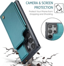 for Samsung Galaxy S22 Ultra Case with Multiple Card Holder Magnetic Wallet Buckle Leather Bracket RFID Blocking Wallet S22 Ultra Case