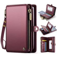 Passport Holder Wallet Bag with 11 Card Slots and Passport Solt Cash Solt Photo Solt Zipper Pocket, RFID Blocking Wristlet Strap for Travel.Brown