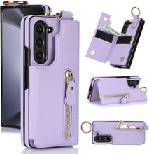 for Samsung Galaxy Z Fold 6 Wallet Case with Ring and Credit Card Holder, Cash Slot, Luxurious Diamond Leather Magnetic Clasp Kickstand Heavy Duty Protective Cover.(Green)