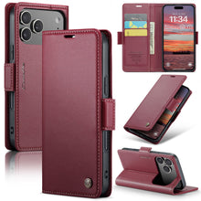for iPhone 17 Pro Max Wallet Case, RFID Blocking with Kickstand 3 Credit Card Slot and Cash Slot Magnetic Closure Wireless Charging Slim PU Leather Protective Cover - Brown