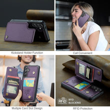 Konstreet for Samsung Galaxy S25 Plus Wallet Case with RFID Blocking and 5 Credit Card Holder, Premium Durable Slim Leather Magnetic Clasp Kickstand Heavy Duty Shockproof Protective Cover.- Purple