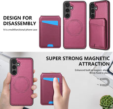 for Samsung Galaxy S24 Ultra 2 in 1 Detachable Card Bag Wallet Case Durable Leather Wallets Magnetic Card Holder 4 Card Slots RFID Blocking