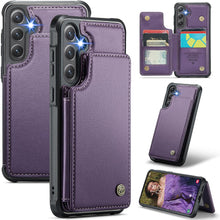 Konstreet for Samsung Galaxy S25 Plus Wallet Case with RFID Blocking and 5 Credit Card Holder, Premium Durable Slim Leather Magnetic Clasp Kickstand Heavy Duty Shockproof Protective Cover.- Purple