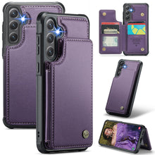 Konstreet for Samsung Galaxy S25 Plus Wallet Case with RFID Blocking and 5 Credit Card Holder, Premium Durable Slim Leather Magnetic Clasp Kickstand Heavy Duty Shockproof Protective Cover.- Purple
