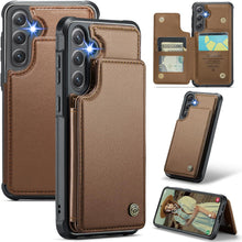 for Samsung Galaxy S23 Ultra Case with Multiple Card Holder and 1 Photo Slot Magnetic Wallet Buckle RFID Blocking Durable Leather Bracket Shockproof S23 Ultra Case for Galaxy