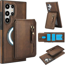 for Samsung Galaxy S24 Case with 2-in-1 Detachable Magnetic Wallet 4 Card Slots and 1 Zipper Bag Compatible MagSafe and RFID Blocking Stand Wireless Charging