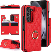 for Samsung Galaxy Z Fold 6 Wallet Case with Ring and Credit Card Holder, Cash Slot, Luxurious Diamond Leather Magnetic Clasp Kickstand Heavy Duty Protective Cover.(Green)