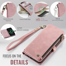 Defencase Compatible with iPhone 17 Case Wallet with RFID Blocking Card Holder for Women and Men, Fashion PU Leather Magnetic Snap Flip Zipper Strap Wallet Phone Case for iPhone 17 6.3
