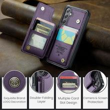 Konstreet for Samsung Galaxy S25 Plus Wallet Case with RFID Blocking and 5 Credit Card Holder, Premium Durable Slim Leather Magnetic Clasp Kickstand Heavy Duty Shockproof Protective Cover.- Purple