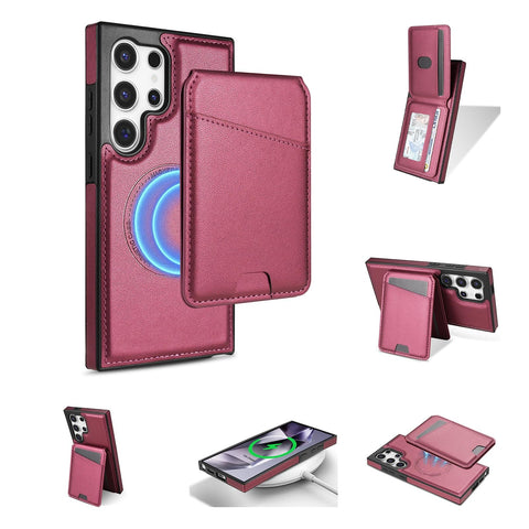 for Samsung Galaxy S24 Ultra 2 in 1 Detachable Card Bag Wallet Case Durable Leather Wallets Magnetic Card Holder 4 Card Slots RFID Blocking