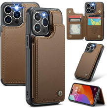 for iPhone 16 Pro Max Case with RFID Blocking and 5 Credit Card Holder, Premium Durable Slim Leather Magnetic Clasp Kickstand Heavy Duty Shockproof Protective Cover.- Black