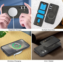 for Samsung Galaxy S25 Plus Case with 2 in 1 Detachable Magnetic Wallet, 4 Card Slots and Zipper Pocket,Compatible with MagSafe, RFlD Blocking Premium PU Leather Wireless Charging-Black