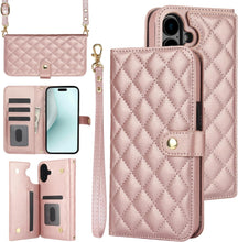 for iPhone 16 Wallet Case with 5 Card Slots and 1 Cash Slot and Crossbody Strap and Wrist Strap Luxury Fashion Shockproof Magnetic Flip Cover Protective