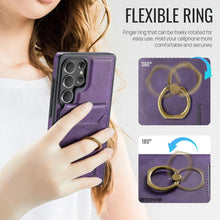 for Samsung Galaxy S25 Ultra 2 in 1 Detachable Card Bag Wallet Case Durable Leather Wallets Magnetic Card Holder 4 Card Slots Ring Stand RFID Blocking
