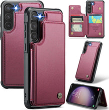 for Samsung Galaxy S23 Ultra Case with Multiple Card Holder and 1 Photo Slot Magnetic Wallet Buckle RFID Blocking Durable Leather Bracket Shockproof S23 Ultra Case for Galaxy