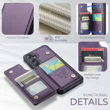 Konstreet for Samsung Galaxy S25 Plus Wallet Case with RFID Blocking and 5 Credit Card Holder, Premium Durable Slim Leather Magnetic Clasp Kickstand Heavy Duty Shockproof Protective Cover.- Purple