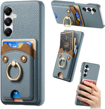 for Samsung Galaxy S23 Plus Case Lychee Leather Card Slot Equipped with Finger Ring Easy to Carry Calf Card Holder Cute Style Shockproof and Drop-Proof