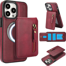 Konstreet for iPhone 14 Series Case with 2-in-1 Detachable Magnetic Wallet 4 Card Slots and 1 Zipper Bag Compatible MagSafe and RFID Blocking Stand Wireless Charging