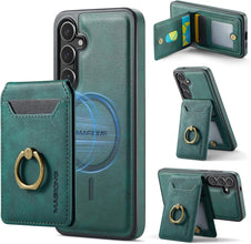 for Samsung Galaxy S25 Ultra 2 in 1 Detachable Card Bag Wallet Case Durable Leather Wallets Magnetic Card Holder 4 Card Slots Ring Stand RFID Blocking