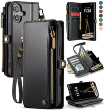 Defencase Compatible with iPhone 17 Case Wallet with RFID Blocking Card Holder for Women and Men, Fashion PU Leather Magnetic Snap Flip Zipper Strap Wallet Phone Case for iPhone 17 6.3
