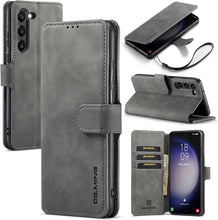 for Samsung Galaxy S23 Wallet Case with 3 Card Holders and 1 Bills Compartment Magnetic Clasp Flip Cover RFID Blocking Stylish Retro Leather Design