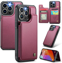 for iPhone 16 Pro Max Case with RFID Blocking and 5 Credit Card Holder, Premium Durable Slim Leather Magnetic Clasp Kickstand Heavy Duty Shockproof Protective Cover.- Black