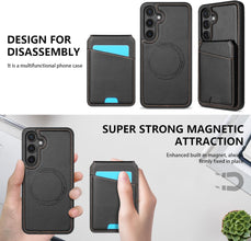 for Samsung Galaxy S23 Ultra 2 in 1 Detachable Card Bag Wallet Case Durable Leather Wallets Magnetic Card Holder 4 Card Slots RFID Blocking