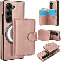 삼성 갤럭시 Z Fold5 케이스 2-in-1 분리형 자석 지갑, 5개 카드 슬롯, MagSafe 및 RFID 차단 기능, PU 가죽 킥스탠드, 무선 충전 기능