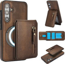 for Samsung Galaxy S25 Plus Case with 2 in 1 Detachable Magnetic Wallet, 4 Card Slots and Zipper Pocket,Compatible with MagSafe, RFlD Blocking Premium PU Leather Wireless Charging-Black