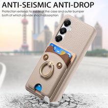 for Samsung Galaxy S23 Plus Case Lychee Leather Card Slot Equipped with Finger Ring Easy to Carry Calf Card Holder Cute Style Shockproof and Drop-Proof
