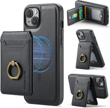 for iPhone 15 Pro Case 2 in 1 Detachable Card Bag Wallet Case Durable Leather Wallets Magnetic Card Holder 4 Card Slots 1 Small Cash Holder RFID Blocking
