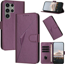 for Samsung Galaxy S23 Case Novel Triangle Embossing Multiple Card Slots Flip Cover Magnetic Wallet Clasp RFID Function Leather Stand Shockproof and Drop-Proof