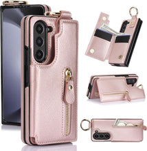 for Samsung Galaxy Z Fold 6 Wallet Case with Ring and Credit Card Holder, Cash Slot, Luxurious Diamond Leather Magnetic Clasp Kickstand Heavy Duty Protective Cover.(Green)