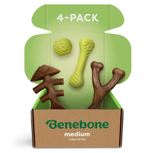 Benebone Large 4-Pack Dog Toys for Aggressive Chewers – Durable Dog Bones, Made in USA – Dog Toys for Large Dogs Under 90 lbs