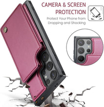 for Samsung Galaxy S23 Ultra Case with Multiple Card Holder and 1 Photo Slot Magnetic Wallet Buckle RFID Blocking Durable Leather Bracket Shockproof S23 Ultra Case for Galaxy