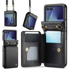 for Samsung Galaxy Z Flip 7 Wallet Case with RFID Blocking and 4 Credit Card Holder, Premium Durable Leather Magnetic Clasp Kickstand Heavy Duty Shockproof Protective Cover.- Purple