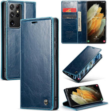 for Samsung Galaxy S23 Case Retro Style Magnetic Soft Flip Leather Wallet Card Holder Comfortable Grip Anti-Fingerprint Anti-Fall