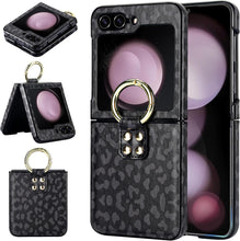 Konstreet for Samsung Galaxy Z Flip5 Case Fashion Leopard Print Design with Stand Anti-Fall Protection Portable Hanging Ring
