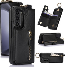 for Samsung Galaxy Z Fold 6 Wallet Case with Ring and Credit Card Holder, Cash Slot, Luxurious Diamond Leather Magnetic Clasp Kickstand Heavy Duty Protective Cover.(Green)