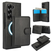 삼성 갤럭시 Z Fold5 케이스 2-in-1 분리형 자석 지갑, 5개 카드 슬롯, MagSafe 및 RFID 차단 기능, PU 가죽 킥스탠드, 무선 충전 기능
