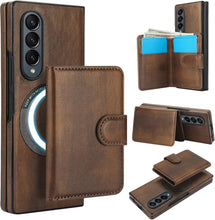 삼성 갤럭시 Z Fold3/Fold4 케이스용 Konstreet 2-in-1 분리형 자석 지갑, 5개 카드 슬롯, MagSafe 및 RFID 차단 기능, PU 가죽 킥스탠드, 무선 충전