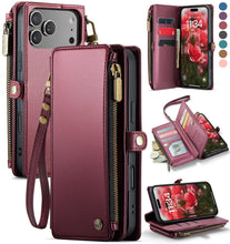 Defencase Compatible with iPhone 17 Pro Case Wallet with RFID Blocking Card Holder for Women and Men, PU Leather Magnetic Snap Flip Zipper Strap Wallet Phone Case for iPhone 17 Pro 6.3